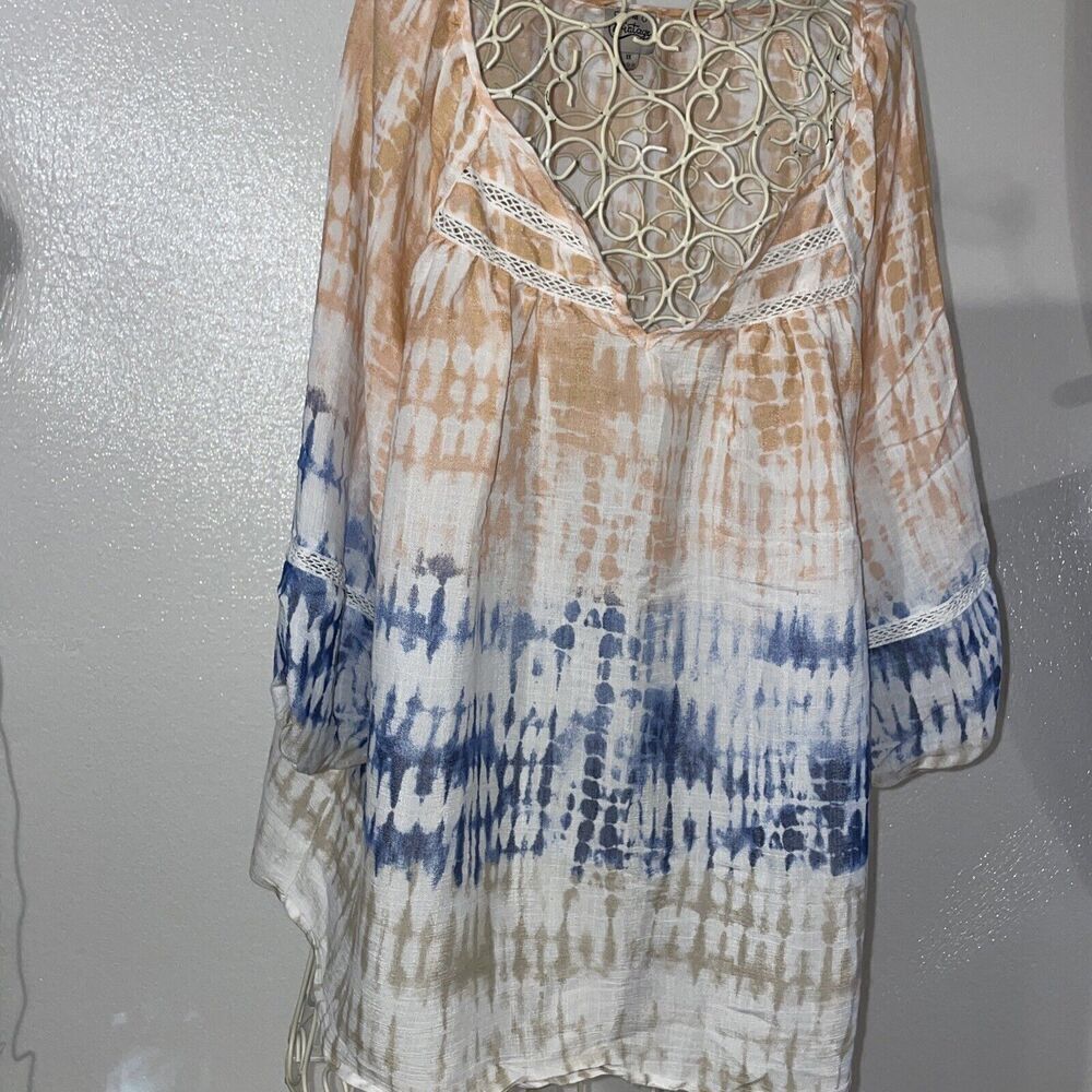 Womans Como Vintage Top Size 1X Multicolor Pastels 65 Rayon/35 Poly
